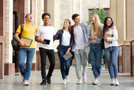 Students walking